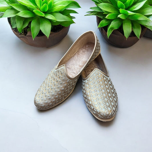 Gold Colour Men’s Jutti with Embroidery